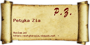 Petyka Zia névjegykártya